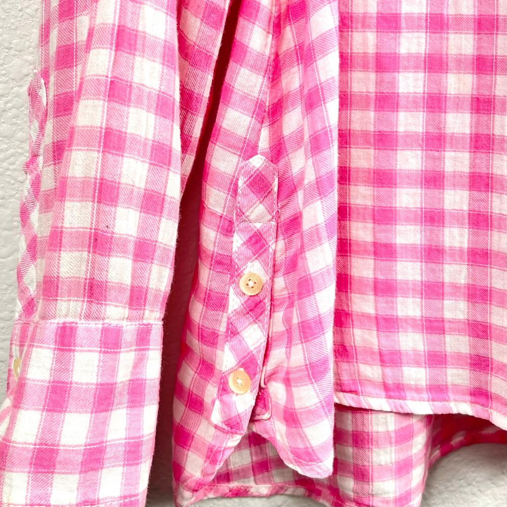 C&C California Women’s Long Sleeve Button Up Shirt Pink Plaid Sz‎ M 100% Cotton - Picture 5 of 12